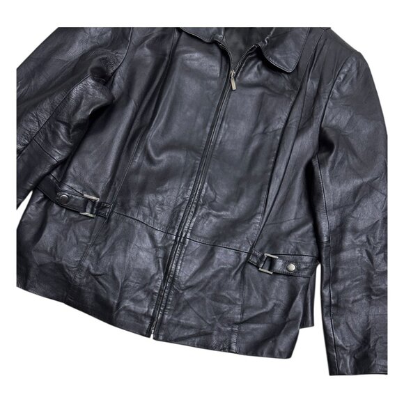 STYLE & CO LEATHER Vintage Casual Y2K Black Designer Jacket Womens 2XL - Picture 5 of 6